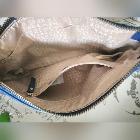 Kate Spade ♠️Wellesley Blue Byrd Leather Shoulder Bag Gold Chain NWOT - Picture 3 of 5